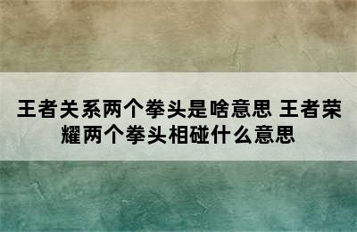 王者关系两个拳头是啥意思 王者荣耀两个拳头相碰什么意思